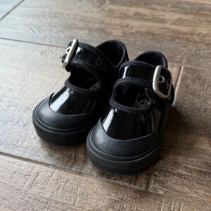 Vans Black Patent Mary Jane Kids Shoes with Silver Buckle